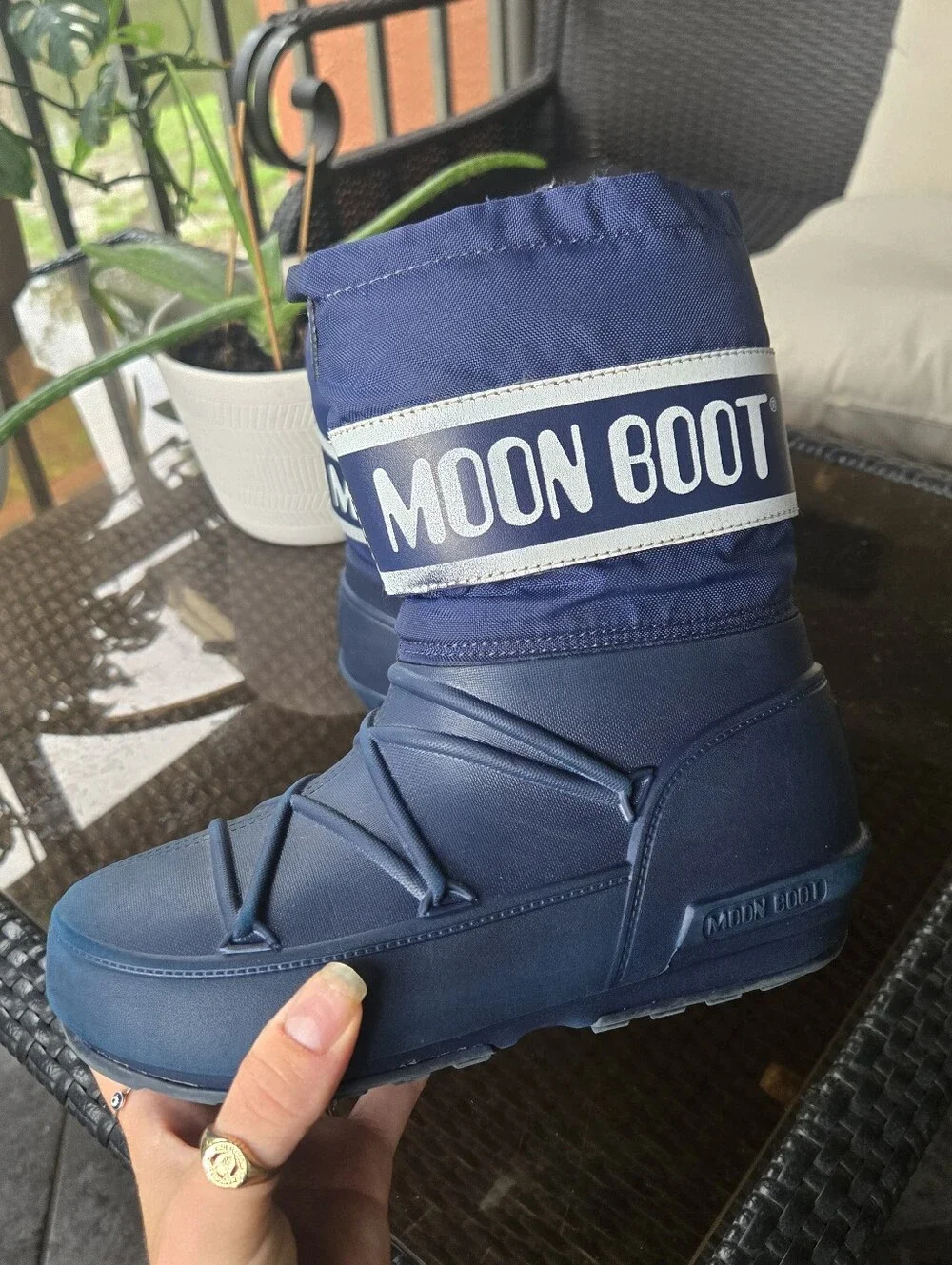 Moon Boots Pod Kids Toddlers Navy Blue Snow Winter Boots Size 13.5/14